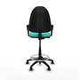 Tabouret Aýna taburete Contact permament de base Cuir écologique Turquoise Structure polyamide noire Accoudoirs fixes Sans appui-tête Roulettes en nylon 50 mm