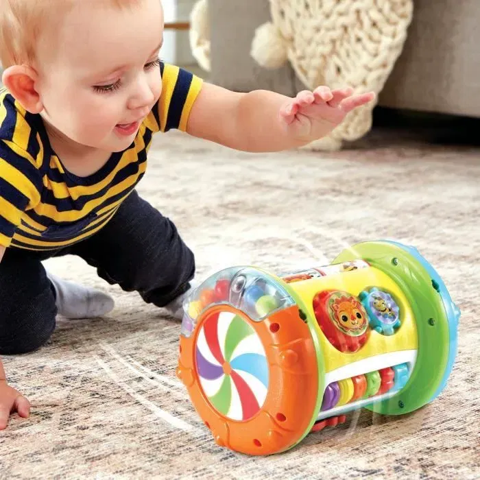 Vtech Baby - Rouleau d'Activités Interactif Magi Rouleau Tam-Tam 3 en 1 Blanc/Multicolore, pour Bébé de 9 à 36 Mois avec Piles Incluses