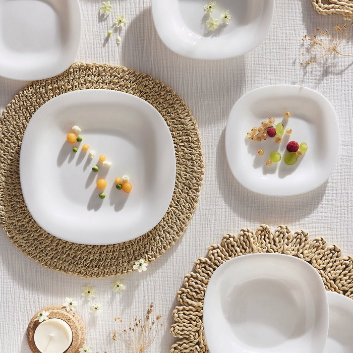 Luminarc Carine Blanco Blanc service d'assiettes en verre 19 pièces