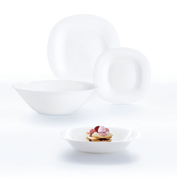 Luminarc Carine Blanco Blanc service d'assiettes en verre 19 pièces