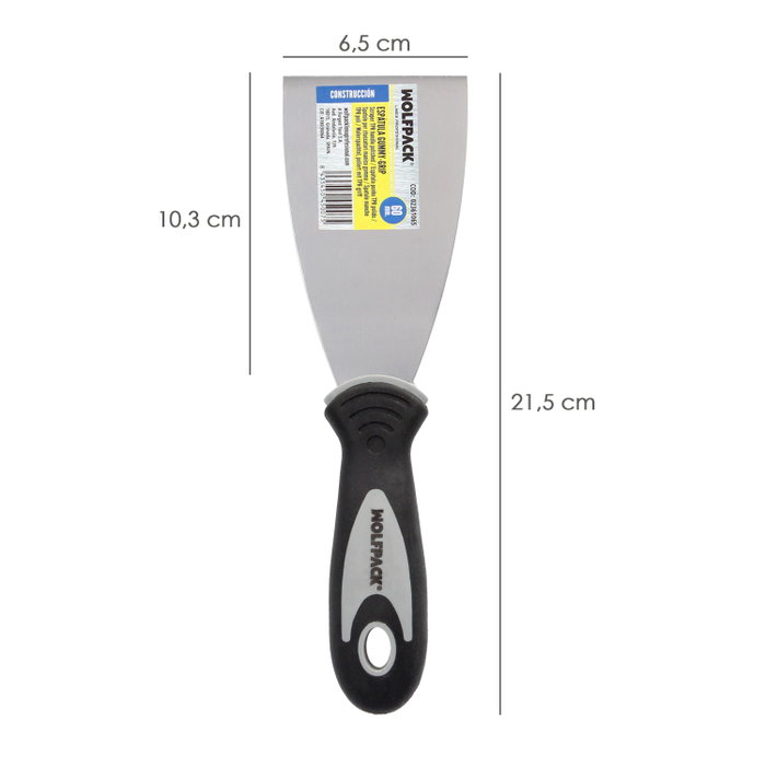 WOLFPACK LINEA PROFESIONAL Spatule Manche Gummy Grip Lame 60 mm WOLFPACK LINEA PROFESIONAL Spatule Manche Gummy Grip Lame 60 mm