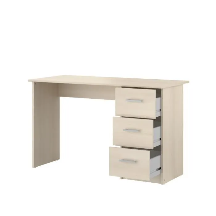 Parisot Bureau Essentielle 3 tiroirs décor acacia clair