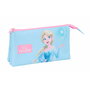 Trousse Fourre-Tout Triple Frozen Bleu Rose 22 x 12 x 3 cm