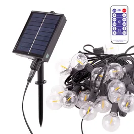 Guirlande Solaire 25 Ampoules LED G40 Blanc Chaud 9.5M HO-CAD-25-SOL-WW