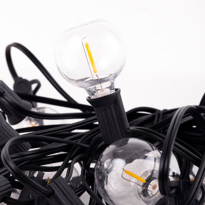 Chaîne 25 Ampoules LED G40 2700K 9,5M Solaire avec Panneau et Télécommande