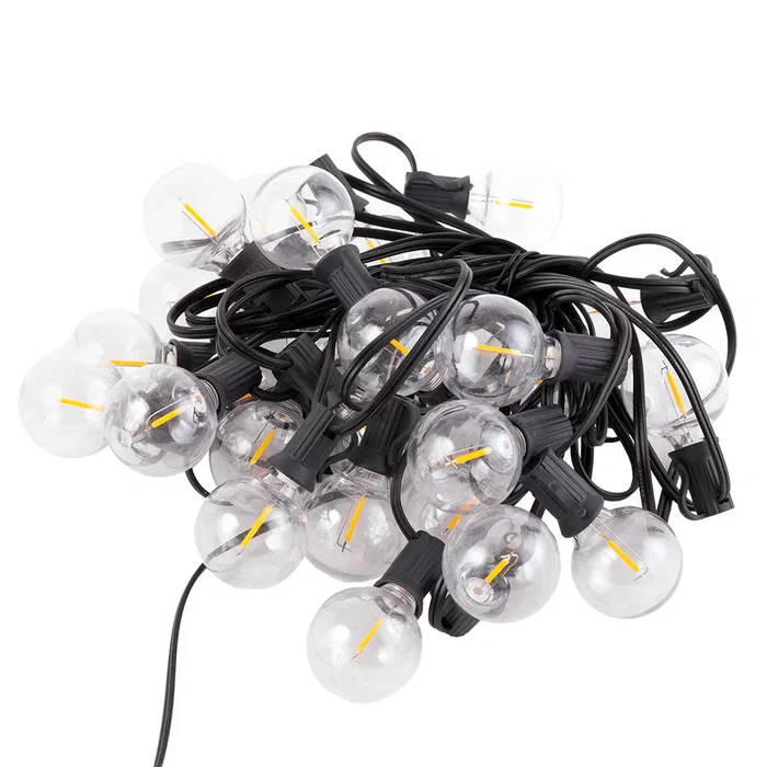 Guirlande Solaire 25 Ampoules LED G40 Blanc Chaud 9.5M HO-CAD-25-SOL-WW