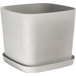 Garden Id Swing Carré Pot de Fleurs Carré 16 L Pierre Blanche 30 x 30 x 25 cm - Design Contemporain pour Intérieur et Extérieur