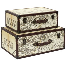 Home Deco Factory Jeu de 2 Mallettes de Rangement Planisphère