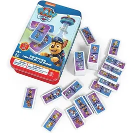 Spin Master Boîte Métal Dominos La Pat' Patrouille - Jeu de société avec 28 dominos plastique - À partir de 4 ans - 2 à 4 joueurs