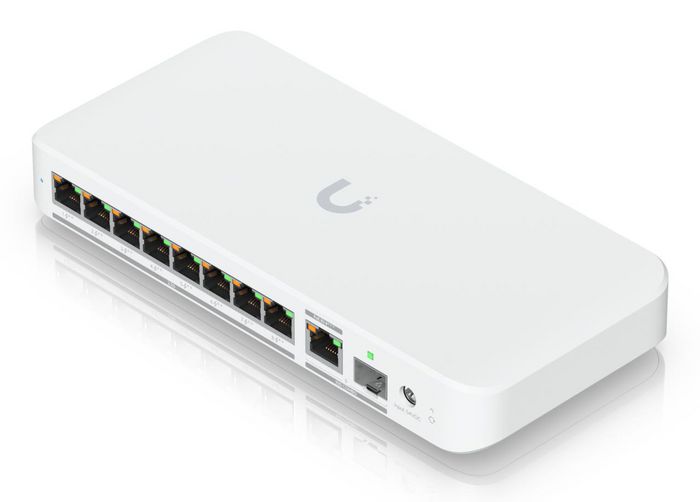 Ubiquiti Switch 8-Ports 2.5 GbE PoE++ avec Uplink 10 GbE RJ45/SFP+, 60W, Blanc - USW-Flex-XG