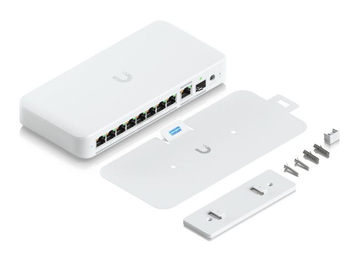 Ubiquiti Switch 8-Ports 2.5 GbE PoE++ avec Uplink 10 GbE RJ45/SFP+, 60W, Blanc - USW-Flex-XG