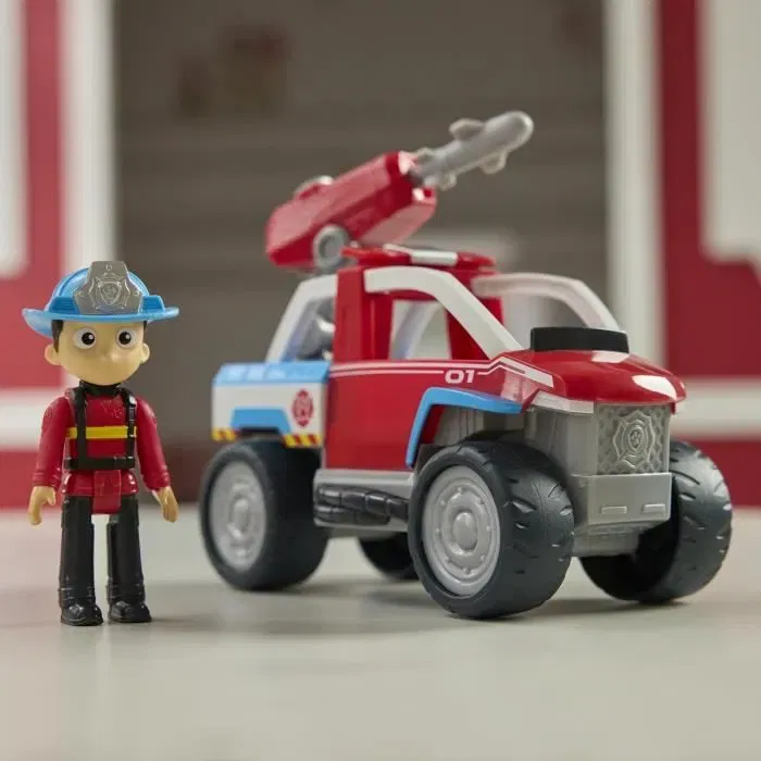 Spinmaster Paw Patrol - Figurine Ryder avec Véhicule Pompier Rescue - Lance-grappin - La Pat'Patrouille - Dès 3 ans
