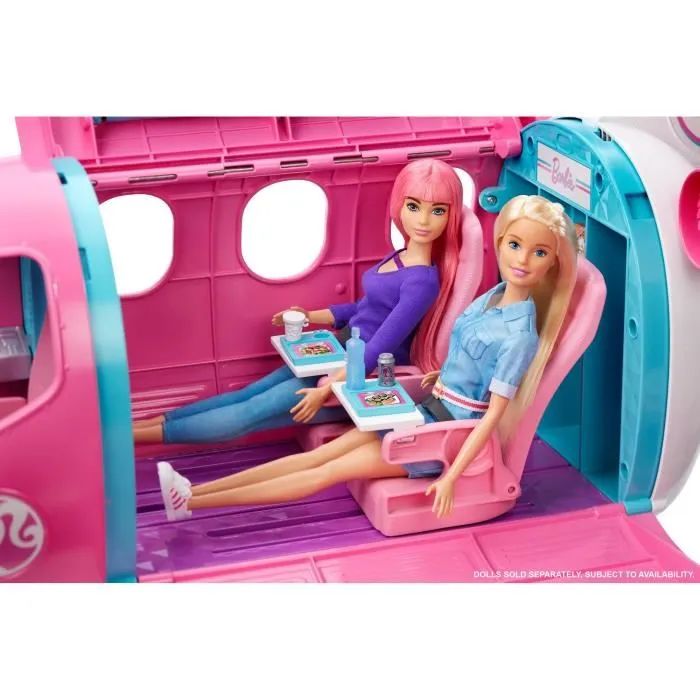 Barbie GDG76 - Avion de Rêve Transformable pour Poupée Barbie, 18 Accessoires, Rangement Cabine, Véhicule Roulant pour 3 Poupées, Jouet Enfant 3 ans et Plus
