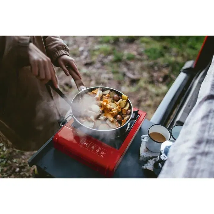 Rothenberger GOURMET RS 220 - Réchaud à gaz portable 2000 W - Rouge et noir - Pour camping, chantier, extérieur - Allumage Piezo