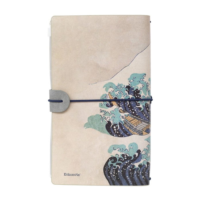ERIK Carnet de voyage La Grande Vague de Kanagawa Hokusai - 19,5x11,5 cm avec couverture en simili cuir, fermeture élastique ERIK Carnet de voyage La Grande Vague de Kanagawa Hokusai - 19,5x11,5 cm avec couverture en simili cuir, fermeture élastique