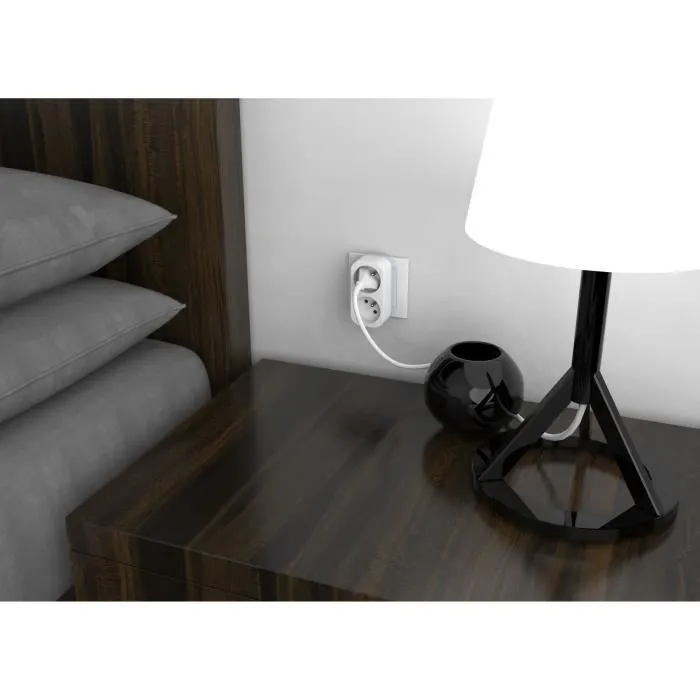 Quarx - QUARX - Adaptateur électrique 2P 16A - 2 Prises 3680W - Blanc et Gris Clair - Conforme NF