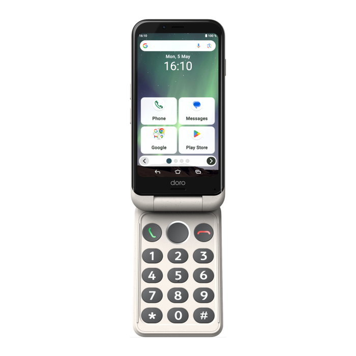 Doro Aurora A20 4G Smartphone à clapet 4,5" écran tactile 4+64 Go Bone Android 14