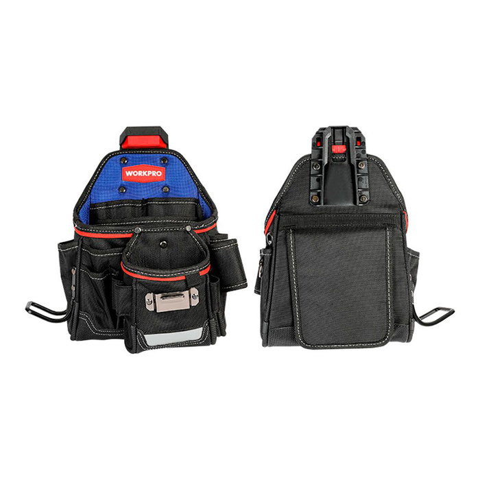 Workpro Sac ceinture d'artisan changement rapide 325x225x320 mm, polyester 1800D, plusieurs poches, bande réfléchissante