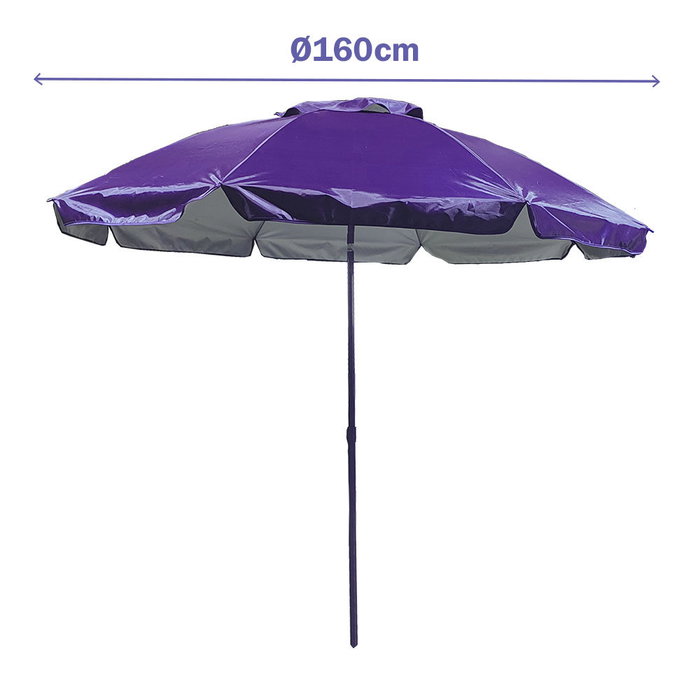 Marbueno Parasol Acier 6 Branches D140 cm Nylon Violet Jardin Piscine Plage MARBUENO SUMMER 10470MO