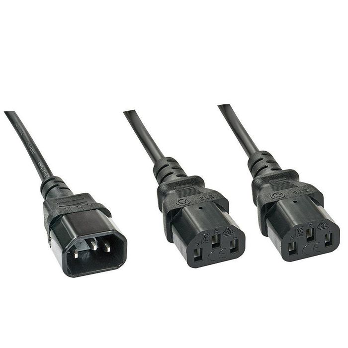 Lindy Rallonge de Câble Secteur IEC C14 vers 2x IEC C13, 1 mètre, Noir Lindy Rallonge de Câble Secteur IEC C14 vers 2x IEC C13, 1 mètre, Noir