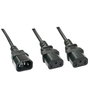 Lindy Rallonge de Câble Secteur IEC C14 vers 2x IEC C13, 1 mètre, Noir