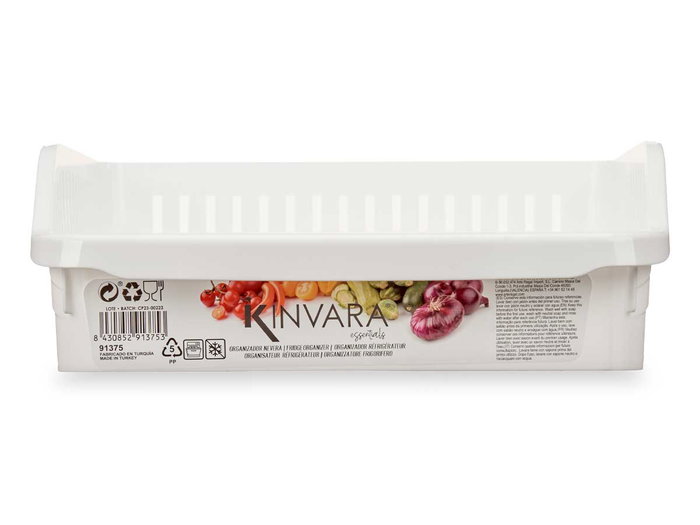 Kinvara Organisateur Réfrigérateur Large Bas Blanc Plastique 26x9x30 cm (Set de 24)