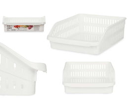 Kinvara Organisateur Réfrigérateur Large Bas Blanc Plastique 26x9x30 cm (Set de 24)