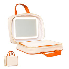 Kozina Maletín pour cosmétiques avec miroir LED rustique A, recargable USB-C, 23,5 x 7,5 x 17,5 cm
