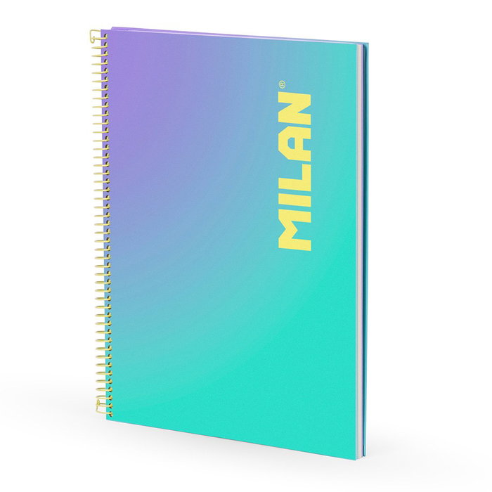 Milan Cahier A4 Sunset Turquoise avec spirale et 90 feuilles quadrillées Milan Cahier A4 Sunset Turquoise avec spirale et 90 feuilles quadrillées