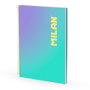Milan Cahier A4 Sunset Turquoise avec spirale et 90 feuilles quadrillées
