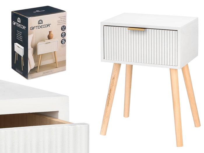 GIFTDECOR Mesita auxiliar avec 1 tiroir blanc GIFTDECOR Mesita auxiliar avec 1 tiroir blanc