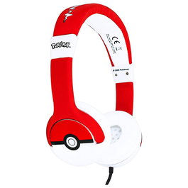 Pokemon Casque Audio Enfants 3-7 ans Pikachu Pokeball Volumé Limitée 85dB Confortable Diadéma Ajustable Jack 3.5mm Portable