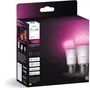 Philips Hue Ampoule LED Connectée A60 - 2 Ampoules - Culot E27 6W - Lumière Blanche & Couleurs, 810 Lm - Compatible Application