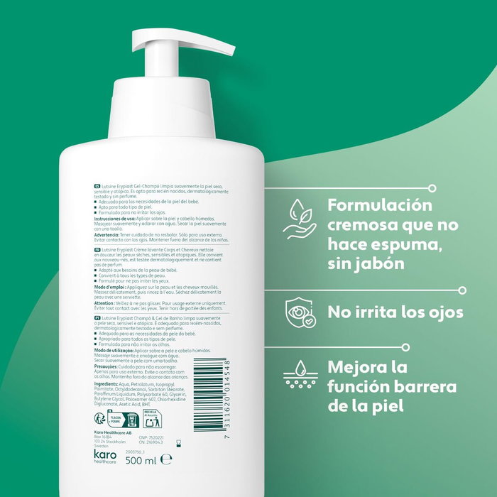 Eryplast Eryplast Baby Gel-shampooing 2-en-1 500 ml