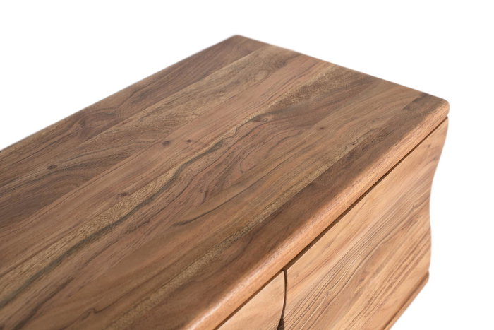 GINER Y COLOMER - Meuble TV en acacia massif fabriqué à la main - 170 cm de large - 4 portes - Coloris naturel - Design authentique et fonctionnel