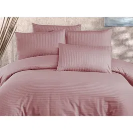 Parure de lit King, housse de couette 220 x 240 cm + 2 taies d'oreiller 60 x 60 cm, 80% coton 20% polyester, couleur poudrée, 229 fils, lavable à 30°C