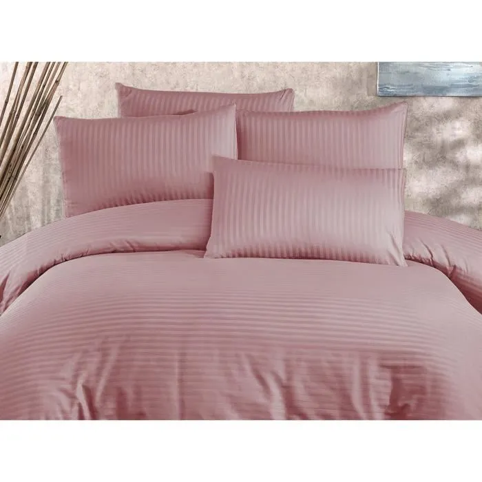 Parure de lit King, housse de couette 220 x 240 cm + 2 taies d'oreiller 60 x 60 cm, 80% coton 20% polyester, couleur poudrée, 229 fils, lavable à 30°C