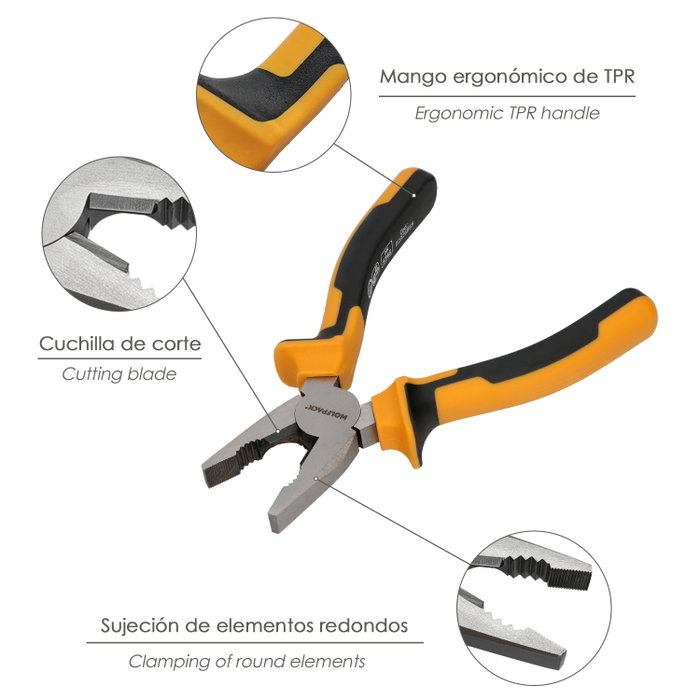 WOLFPACK LINEA PROFESIONAL Alicates universales 150mm WOLFPACK LINEA PROFESIONAL Alicates universales 150mm