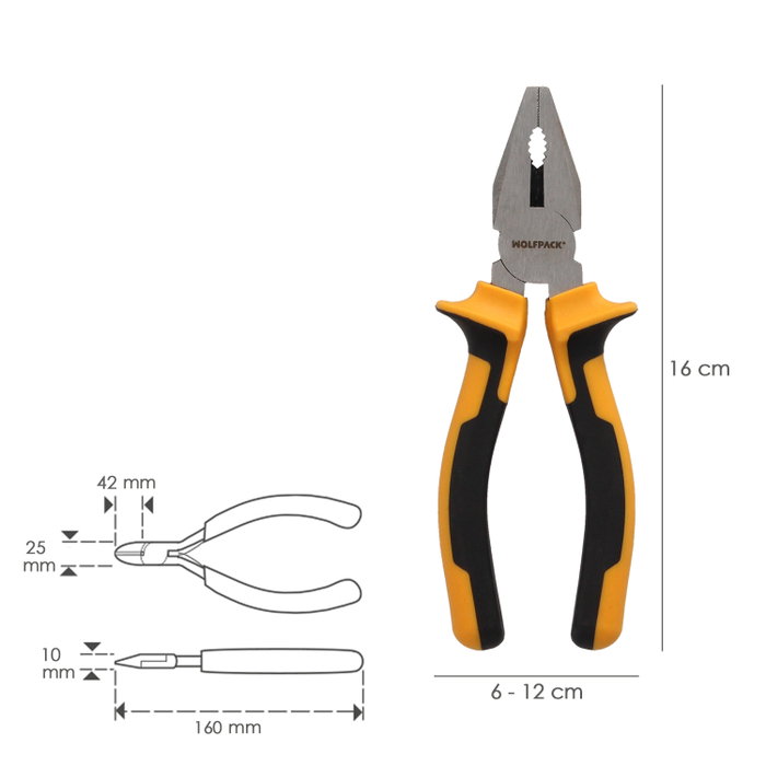 WOLFPACK LINEA PROFESIONAL Alicates universales 150mm WOLFPACK LINEA PROFESIONAL Alicates universales 150mm