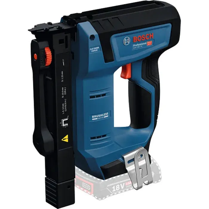 Bosch 0601482801 - Agrafeuse à bois 18V Brushless GTH 18V-14 L-BOXX avec système contre-balancier pour agrafes 6 à 14 mm, magasin 100 agrafes et LED