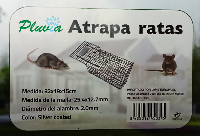 Cage piège pour rats Pluvia 32x19x15 cm REF. LAAT001