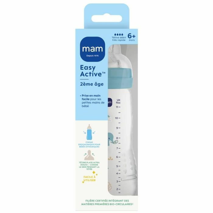 Mam Biberon Easy Active 330 ml Ocean - Tétine Débit X