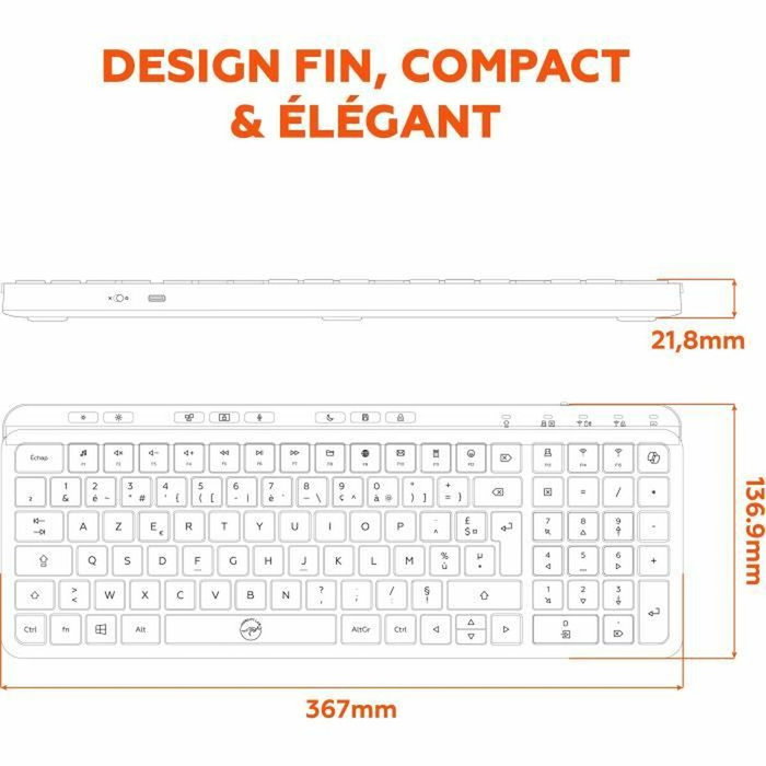 Mobility Lab KP450W Clavier Compact AZERTY Noir et Gris
