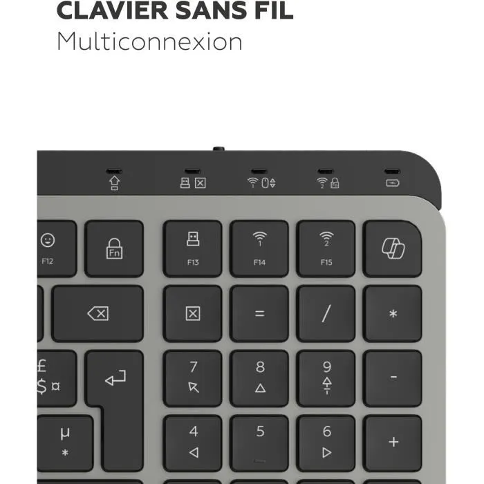 Clavier sans fil Mobility Lab KP450W AZERTY compact touches plates sans rétroéclairage, connexion USB et Bluetooth, autonomie 31 jours