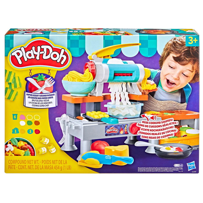 PLAY-DOH La Cocina de los Minichefs Super Restaurante G2309 - Jouet de cuisine avec sons et 25 aliments - Multilingue français