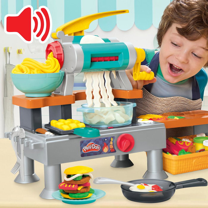 PLAY-DOH La Cocina de los Minichefs Super Restaurante G2309 - Jouet de cuisine avec sons et 25 aliments - Multilingue français
