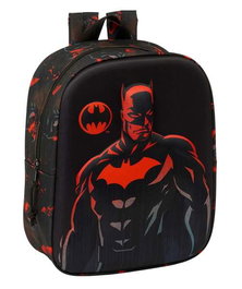Safta Mochila guarderia 3D bolsillo red batman 22x27x10 cm - Sac à dos garderie enfant 3D à poche rouge Batman, dimensions 22 x 27 x 10 cm, à partir de 3 ans