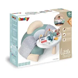 Smoby Cosy Seat Little - Siège bébé gonflable avec tablette d'éveil amovible et housse en tissu - Pour bébés dès 6 mois - Vert - Fabrication française