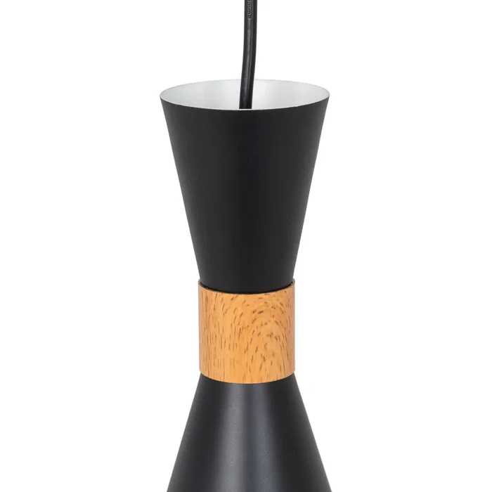 Gracelyn Lampe Suspendue SKD-P138-G en Métal et Bois avec Câble Réglable en Hauteur, Design Moderne