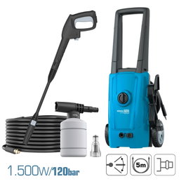 Koma Tools Hl-1500 Nettoyeur Haute Pression 1500W 120 Bar avec Manguère 5m et Accessoires